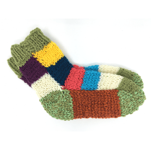 Ponožky od Magdy Ručně pletené veselé ponožky vel. 31-34 Barva: zelená-hnědá