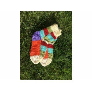 Ponožky od Magdy Ručně pletené veselé ponožky vel. 31-34 Barva: bílá-oranžová