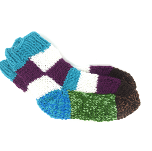 Ponožky od Magdy Ručně pletené veselé ponožky vel. 31-34 Barva: hnědá-zelená