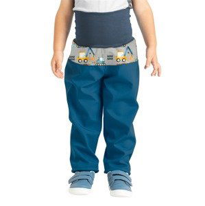 UNUO Batolecí softshellové kalhoty s fleecem Basic, Kobaltová, Bagry Velikost: 86 - 92