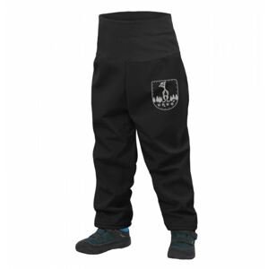 UNUO Batolecí Softshellové kalhoty s fleecem černé + reflexní obrázek Evžen Velikost: 92 - 98