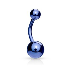 Oceľový piercing do pupku - farebný Farba: modrá, Veľkosť piercingu: 1,6 mm x 10 mm x 5 mm