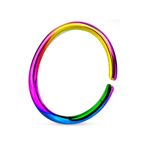 Dúhový oceľový krúžok - rozbaľovací Veľkosť piercingu: 0,8 mm x 10 mm