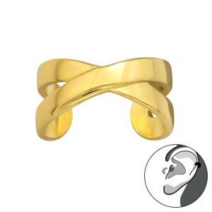 Strieborná ear cuff záušnice CROSS LINE GOLD