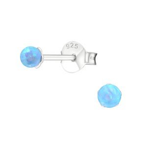 Strieborné puzetové náušnice - kôstky Blue Opal
