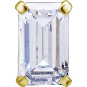 Koncovka Oktagon so Swarovski ® zirkónom z 18k žltého zlata 750/1000 pre šperky s vnútorným závitom