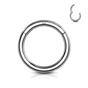 Otvárací segmentový krúžok s kĺbom zo 14kt bieleho zlata 585/1000 Délka / Průměr: 8 mm, Veľkosť: 1,2 mm