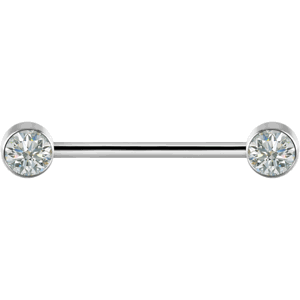 Titánová činka do bradaviek s čírymi Swarovski ® zirkónmi Velikost koncovky: 5 mm, Veľkosť: 1,6 mm x 14 mm