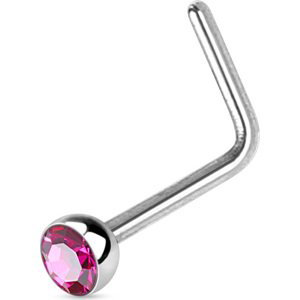 Piercing do nosa s kamienkom Zirconia Farba: Hot Pink, Veľkosť: 1 mm