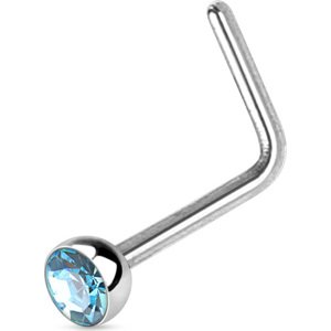 Piercing do nosa s kamienkom Zirconia Farba: Aqua, Veľkosť: 1 mm