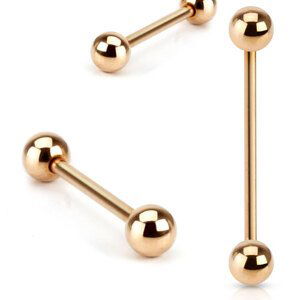 Rosegold činka s guličkami Veľkosť piercingu: 1,2 mm x 8 mm x 3 mm