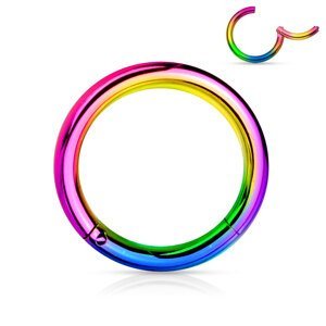 Farebný oceľový segment s otváraním Farba: Aurora borealis / dúhová, Veľkosť piercingu: 1,6 mm x 6 mm