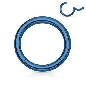 Farebný oceľový segment s otváraním Farba: modrá, Veľkosť piercingu: 1,6 mm x 10 mm
