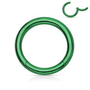 Farebný oceľový segment s otváraním Farba: zelená, Veľkosť piercingu: 1,6 mm x 12 mm