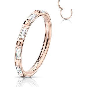 Titánový krúžok s otváraním a hranatými zirkónmi po obvode Vanessa Délka / Průměr: 8 mm, Farba: Rosegold / číra