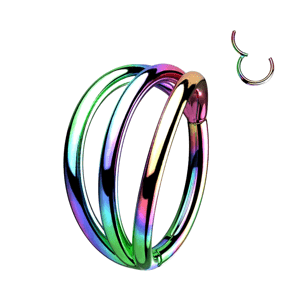 Trojitý titánový otvárací krúžok s otváraním Julia Délka / Průměr: 8 mm, Farba: Dúhová
