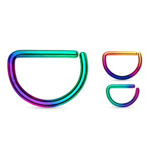 Farbený oceľový krúžok s rovnou časťou - rozbaľovací Farba: Aurora borealis / dúhová, Veľkosť piercingu: 1,2 mm x 8 mm