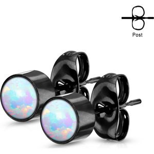 Oceľové náušnice s opálovým kamienkom Farba: Čierna / opálové biela