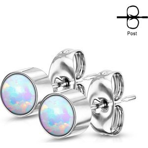Oceľové náušnice s opálovým kamienkom Farba: Strieborná / opálové biela