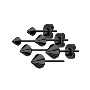 Oceľové náušnice hroty - 1 pár Farba: čierna, Velikost koncovky: 4 mm