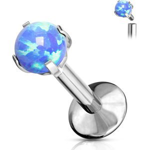Titánová labreta s vnútorným závitom a syntetickým opálom Hailey Délka / Průměr: 6 mm, Farba: Opálové modrá, Velikost koncovky: 2 mm