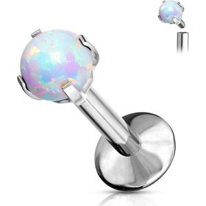 Titánová labreta s vnútorným závitom a syntetickým opálom Hailey Délka / Průměr: 6 mm, Farba: Opálové biela, Velikost koncovky: 3 mm