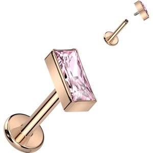 Titánová labreta s vnútorným závitom a hranatým zirkónom Belle Délka / Průměr: 8 mm, Farba: Rosegold / Ružová