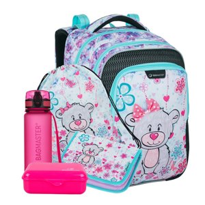 Bagmaster LUMI 21 C Velký SET Školní batoh Gray / Blue / Pink 18 L 21019