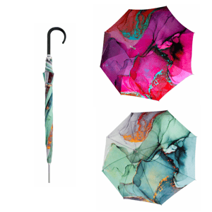 Doppler Long AC Carbonsteel MARBLE Dámský holový deštník růžová 714865M01