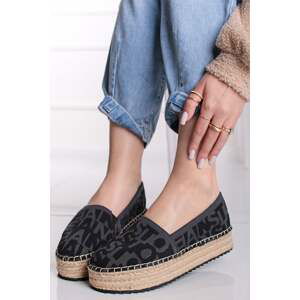 Šedo-černé platformové espadrilly Tommy Jeans Logomania Espadrille