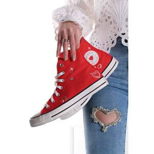 Červené plátené vysoké tenisky Chuck Taylor All Star Y2K Heart