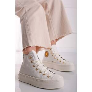 Smetanovo-zlaté vysoké tenisky na platformě Chuck Taylor All Star Modern Lift Corduroy