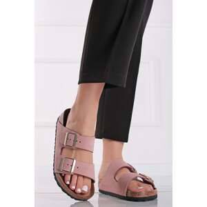 Světle růžové kožené pantofle Arizona Nubuk Leather
