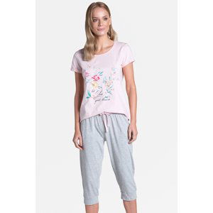 Světlo růžovo-šedý pyžamový set Tamia Long