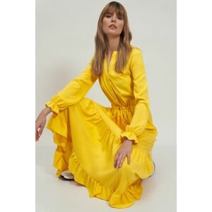 Žluté volánové šaty S178