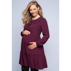 Bordové tehotenské volánové šaty Alanya