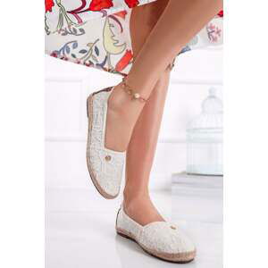 Smetanové krajkové espadrilles 3292013