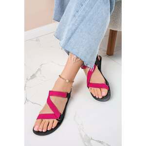 Černo-fuchsiové barefoot sandály Flexi