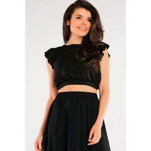 Černý crop top s vázáním na zádech A429