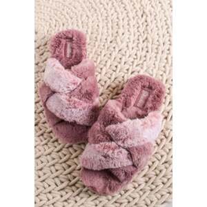 Růžové kožešinové pantofle Cozy Slide - Lovely Vibes