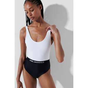 Černo-bílé celé plavky Colour Block Swimsuit