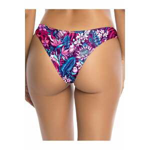 Modro-fuchsiové květované plavkové kalhotky brazilského střihu Cheeky Brazilian Cut Bikini Rio