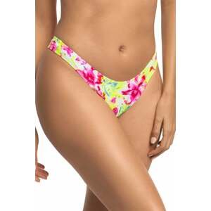 Žluto-fuchsiová květovaná plavková tanga High Cut Cheeky Bikini Floral