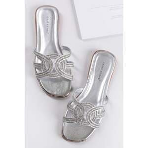 Stříbrné nízké pantofle s ozdobnými kamínky Anne