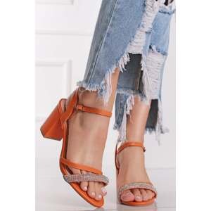 Oranžové sandály na hrubém podpatku Holly