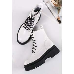 Bílé šněrovací kotníkové boty Lucca