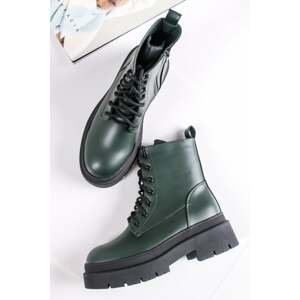 Tmavě zelené šněrovací kotníkové boty Lucca