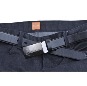 Pánský kožený pásek černý 35-020-1PS-60 100 cm