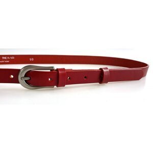 Dámský kožený úzký pásek 178-93 červený 80 cm