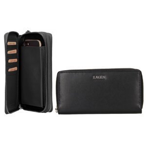Dámská velká kožená peněženka s kapsou na mobil 50386 černá